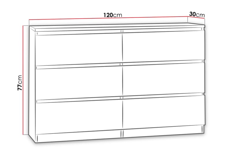 Kommode Malwa 120x30x77 cm - Kommode - Entrekommode - Entreoppbevaring