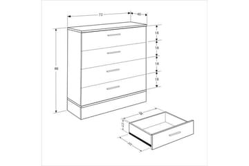 Kommode Matul Eik / Hvit - Mellomfarget tre/Hvit - Oppbevaring - Oppbevaringsmøbler - Kommode