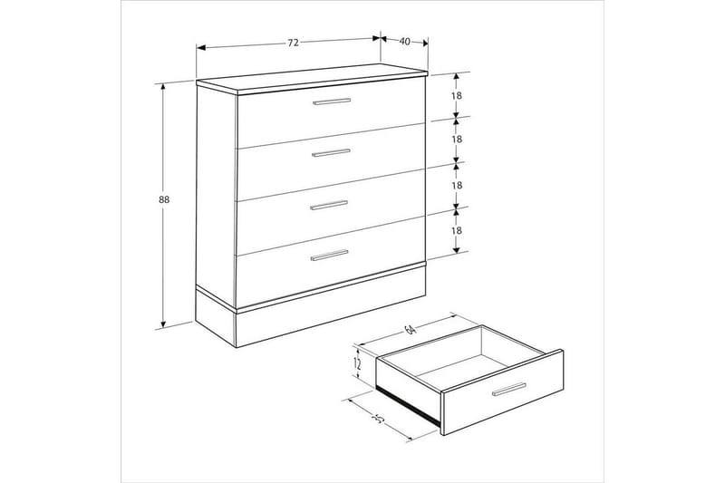 Kommode Matul Eik / Hvit - Mellomfarget tre/Hvit - Oppbevaring - Oppbevaringsmøbler - Kommode