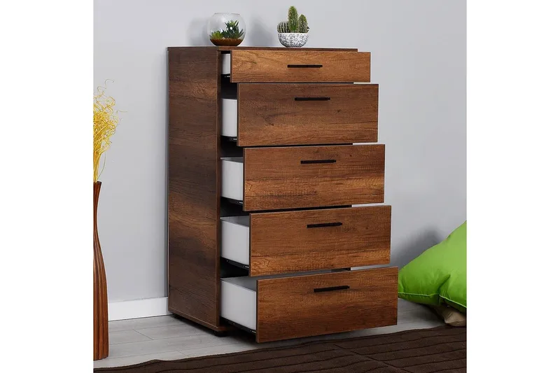 Kommode Matul Valnøtt - Rødfarget tre - Oppbevaring - Oppbevaringsmøbler - Kommode