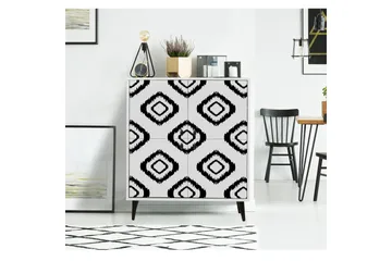 Kommode med 4 Dører 95x111 cm - Hvit/Svart - Oppbevaring - Oppbevaringsmøbler - Kommode