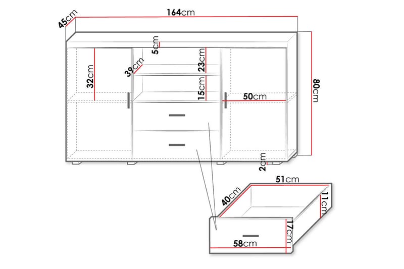 Kommode Samba 164x45x80 cm - Kommode