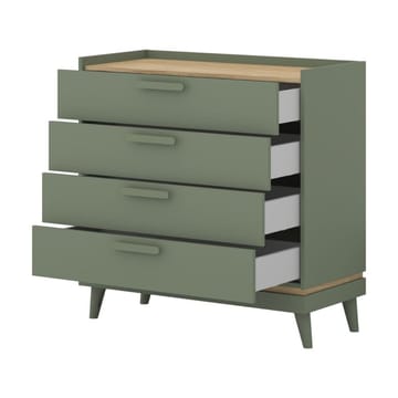 Kommode Scandi med 4 skuffer - Falmet grønn - Oljet eik - Oppbevaring - Oppbevaringsmøbler - Kommode