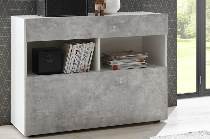 Kommode Selvena 111 cm - Hvit|Grå - Oppbevaring - Oppbevaringsmøbler - Kommode
