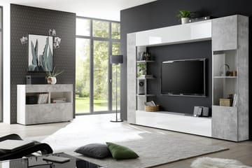 Kommode Selvena 111 cm - Hvit|Grå - Oppbevaring - Oppbevaringsmøbler - Kommode