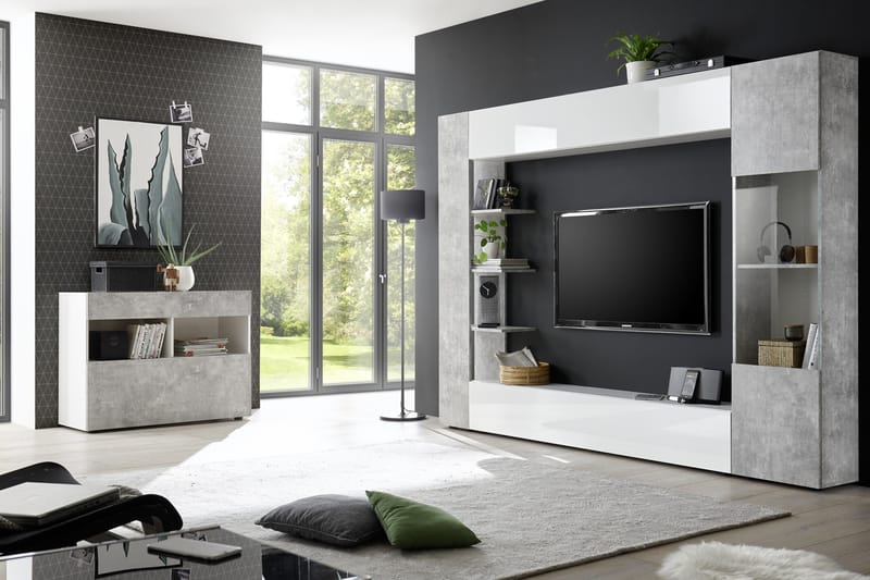 Kommode Selvena 111 cm - Hvit|Grå - Oppbevaring - Oppbevaringsmøbler - Kommode