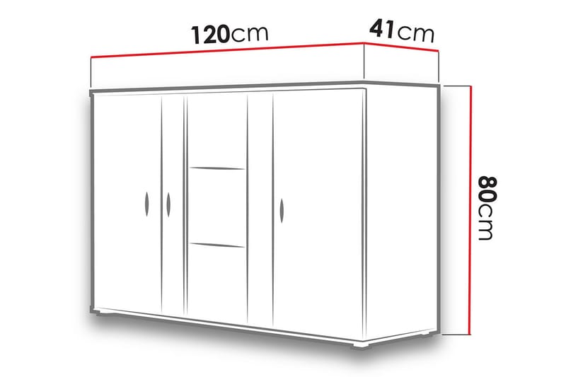 Kommode Soho 41x120 cm LED-belysning - Eik/Svart - Kommode - Entrekommode - Entreoppbevaring