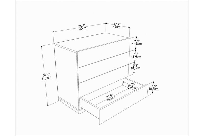 Kommode Urgby 90x81,6 cm - Brun - Kommode - Entrekommode - Entreoppbevaring