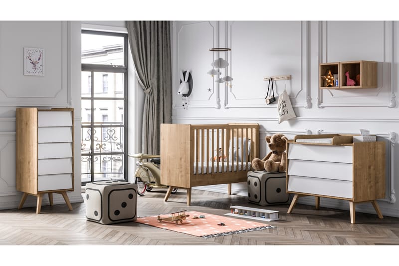 Kommode Vintage Tre / Natur / Hvit - VOX - Oppbevaring - Oppbevaringsmøbler - Kommode