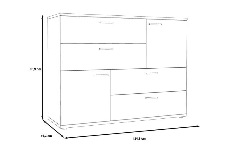 Kommode Willingham 125 cm - Lysegrå - Kommode