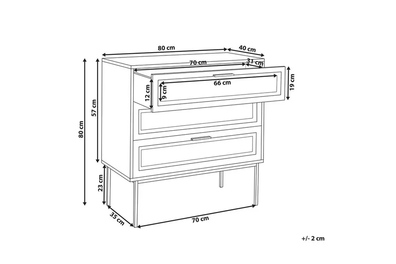 Kommode Pasco med 3 skuffer - Oppbevaring - Oppbevaringsmøbler - Kommode