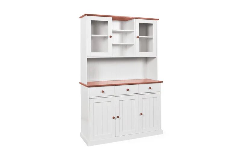 Livesey Skjenkvitrin A 131 cm, Hvit/Natur