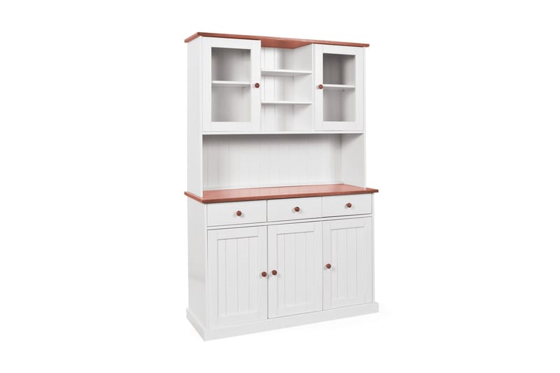 Livesey Skjenkvitrin A 131 cm, Hvit/Natur