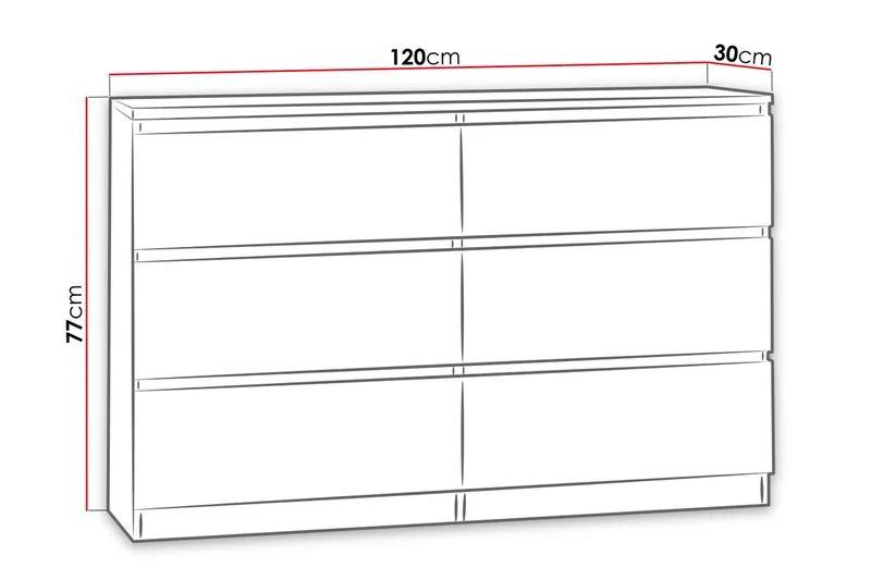 Malwa Kommode med Skuffer 30 cm dyp - Hvit - Oppbevaring - Oppbevaringsmøbler - Kommode