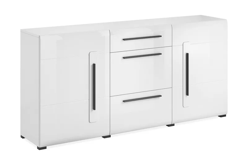 Maricruz Kommode, Hvit/Hvit høyglans