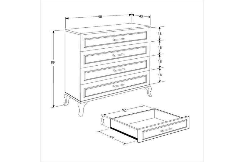 Matul Kommode 90 cm - Hvit - Oppbevaring - Oppbevaringsmøbler - Kommode