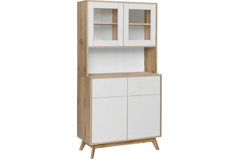 Mohak Kommode m. Overskap, Hvit/Brun