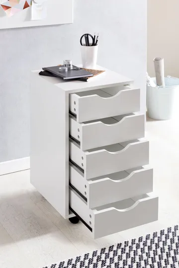 Morara rullekontainer 33 cm - hvit med svarte hjul - Oppbevaring - Oppbevaringsmøbler - Kommode - Entrekommode