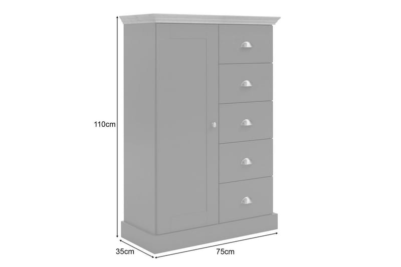 Kommode Motala 75x35x110 cm, Hvit - 75x35x110 cm, Hvit - Oppbevaring - Oppbevaringsmøbler - Kommode
