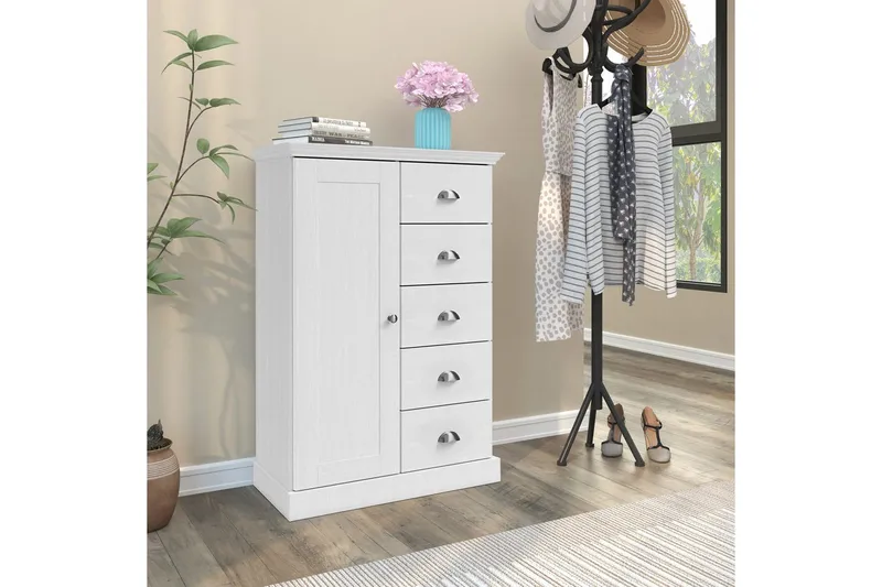 Kommode Motala 75x35x110 cm, Hvit - 75x35x110 cm, Hvit - Oppbevaring - Oppbevaringsmøbler - Kommode