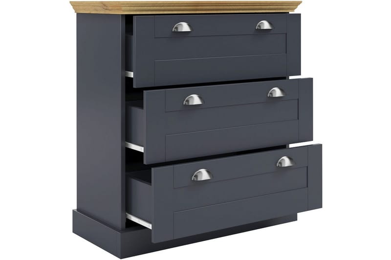 Kommode Motala 75x35x80 cm, Antrasitt/Eik - 75x35x80 cm, Antrasitt/Eik - Oppbevaring - Oppbevaringsmøbler - Kommode