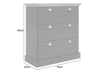 Kommode Motala 75x35x80 cm, Hvit - 75x35x80 cm, Hvit - Oppbevaring - Oppbevaringsmøbler - Kommode