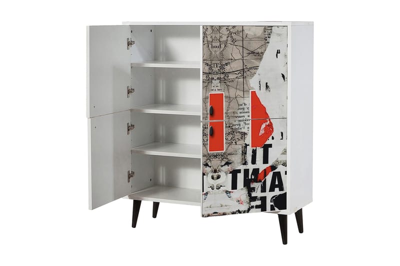 Multi Purpose Cabinet Hvit|Svart - Hvit/Svart/Rød - Oppbevaring - Oppbevaringsmøbler - Kommode