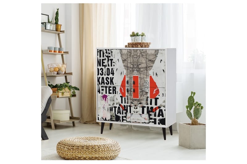 Multi Purpose Cabinet Hvit|Svart - Hvit/Svart/Rød - Oppbevaring - Oppbevaringsmøbler - Kommode