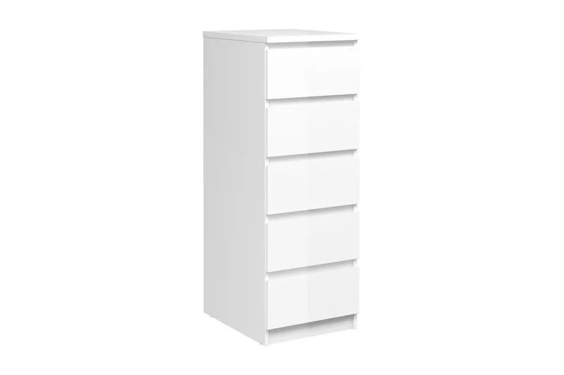 Naia Kommode 40 cm 5 Skuffer, Hvit/Høyglans
