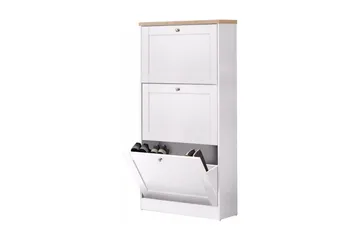Naveen Skoskap 70x130 cm - Hvit / Brun - Oppbevaring - Skooppbevaring - Skoskuff
