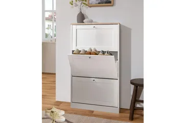 Naveen Skoskap 70x130 cm - Hvit / Brun - Oppbevaring - Skooppbevaring - Skoskuff
