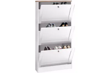 Naveen Skoskap 70x130 cm - Hvit / Brun - Oppbevaring - Skooppbevaring - Skoskuff