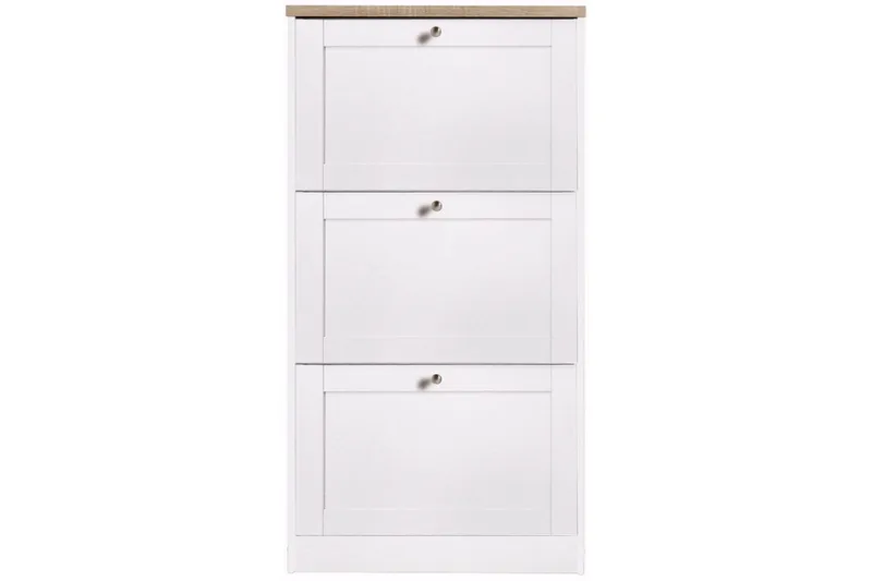 Naveen Skoskap 70x130 cm - Hvit / Brun - Oppbevaring - Skooppbevaring - Skoskuff