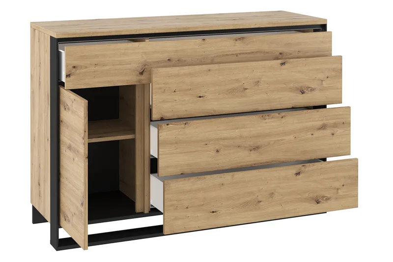 Quant Kommode 41x130 cm - Eik/Svart - Oppbevaring - Oppbevaringsmøbler - Kommode