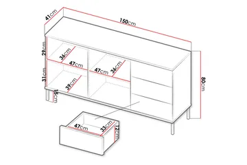 Querty Skapkommode 150x80x41 cm - Svart - Oppbevaring - Oppbevaringsmøbler - Kommode