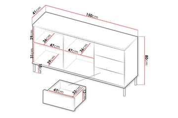 Querty Skapkommode 150x80x41 cm - Svart - Oppbevaring - Oppbevaringsmøbler - Kommode