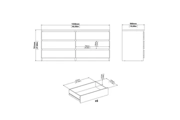 Salomns Kommode 50x154 cm - Hvit | Grå - Oppbevaring - Oppbevaringsmøbler - Kommode