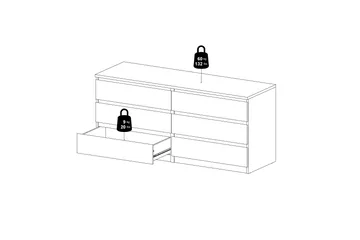 Salomns Kommode 50x154 cm - Hvit | Grå - Oppbevaring - Oppbevaringsmøbler - Kommode