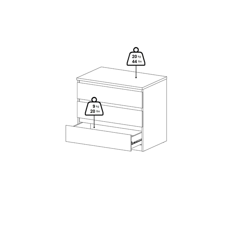 Salomns Kommode med 3 skuffer 77x50x68 cm - Oppbevaring - Oppbevaringsmøbler - Kommode