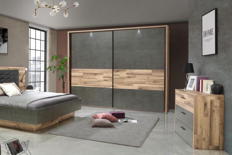 Scrafton Kommode 100 cm - Grå/Brun - Oppbevaring - Oppbevaringsmøbler - Kommode