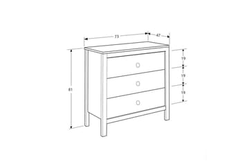Seban Kommode 73 cm - Hvit - Oppbevaring - Oppbevaringsmøbler - Kommode