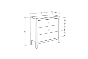 Seban Kommode 73 cm - Hvit - Oppbevaring - Oppbevaringsmøbler - Kommode