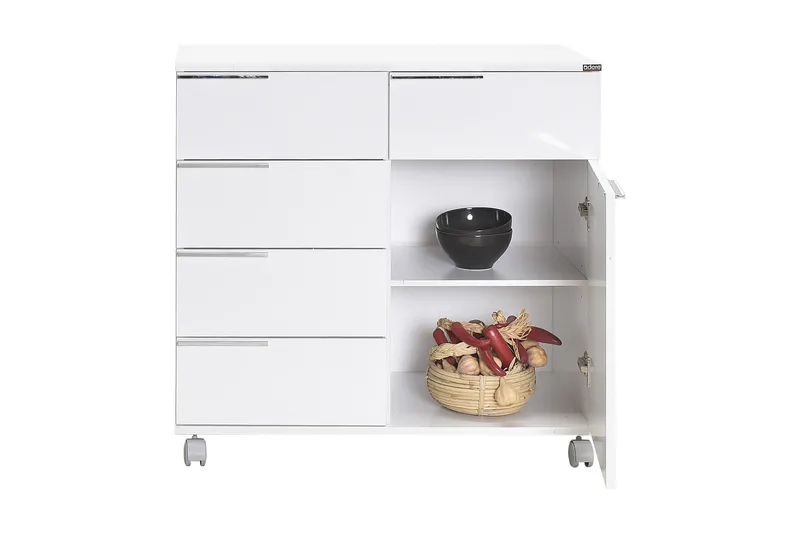 Byrå Vit högglans - Oppbevaring - Oppbevaringsmøbler - Kommode - Skuffeseksjon