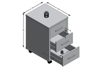Diego Hurts 35 cm - Hvit/Betong - Oppbevaring - Oppbevaringsmøbler - Kommode - Skuffeseksjon