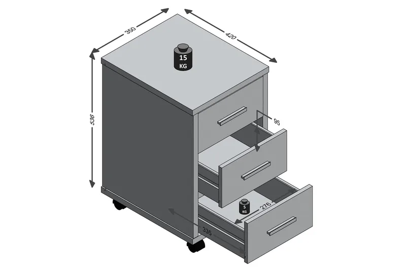 Diego Hurts 35 cm - Hvit/Betong - Oppbevaring - Oppbevaringsmøbler - Kommode - Skuffeseksjon