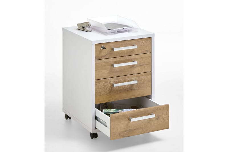 Hurts Adelina 48 cm - Hvit/Eik - Oppbevaring - Oppbevaringsmøbler - Kommode - Skuffeseksjon