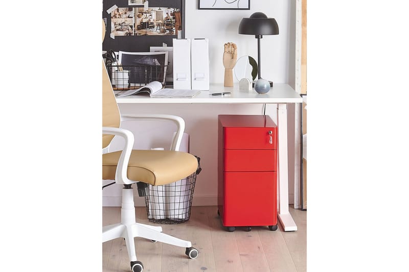 Lubriano kontorskap 30x50 cm - Metall/Rød - Oppbevaring - Oppbevaringsmøbler - Kommode - Skuffeseksjon