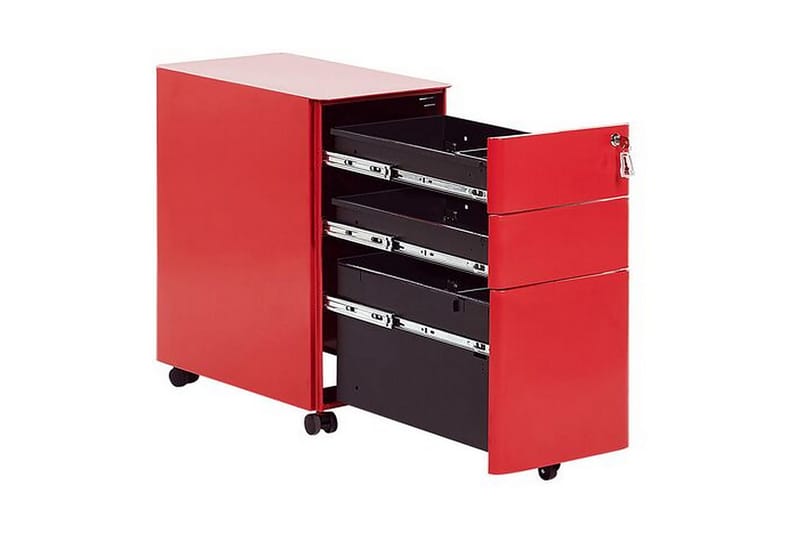 Lubriano kontorskap 30x50 cm - Metall/Rød - Oppbevaring - Oppbevaringsmøbler - Kommode - Skuffeseksjon