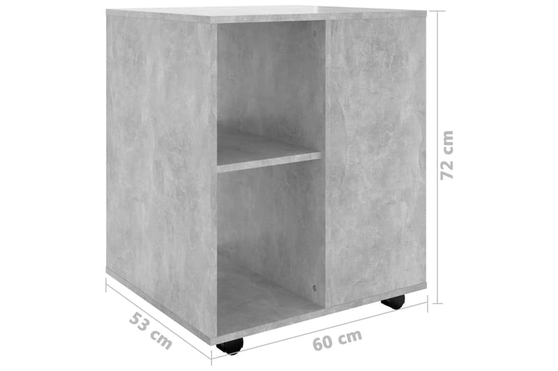 Rulleskap betonggrå 60x53x72 cm sponplate - Grå - Skuffeseksjon