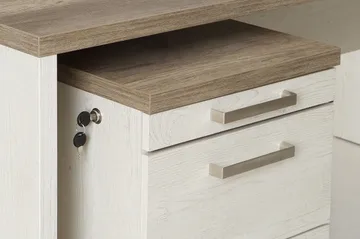 Talebi Hurts med Lås 53x42 cm - Brun / Hvit - Oppbevaring - Oppbevaringsmøbler - Kommode - Skuffeseksjon